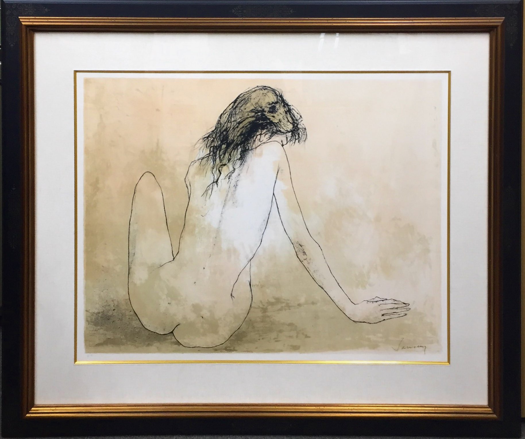 ジャンセン「後ろ向きの裸婦」（リトグラフ）51x67cm - 画廊アガティ